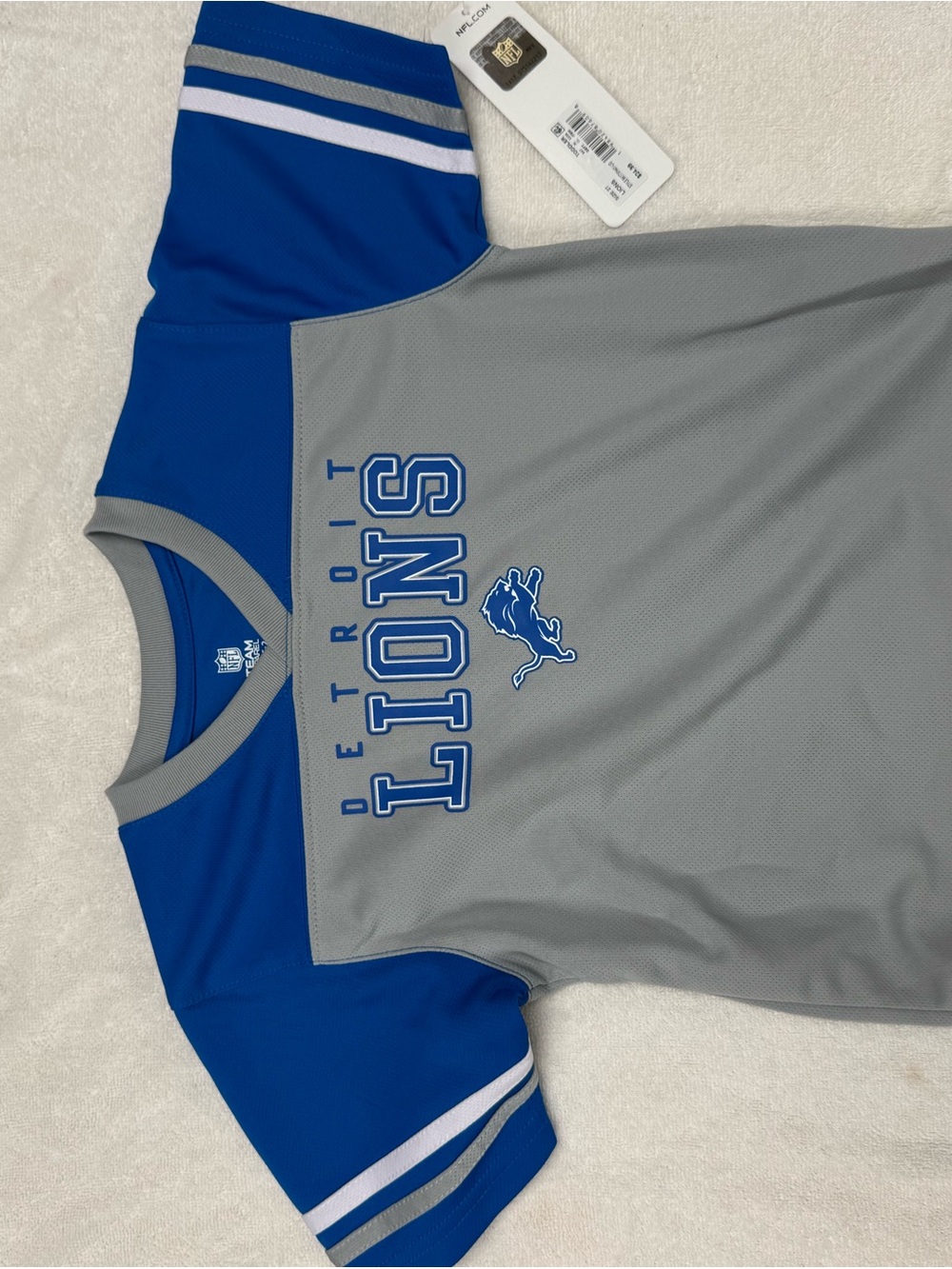 NFL Detroit Lions Youth Grey and Royal Blue Short-Sleeve Jersey